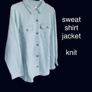 LANDSEND Wms Plus Serious Sweats Sweatshirt Shirt Jacket, Shacket